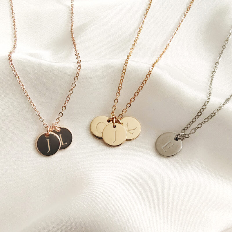 Initial disc necklace